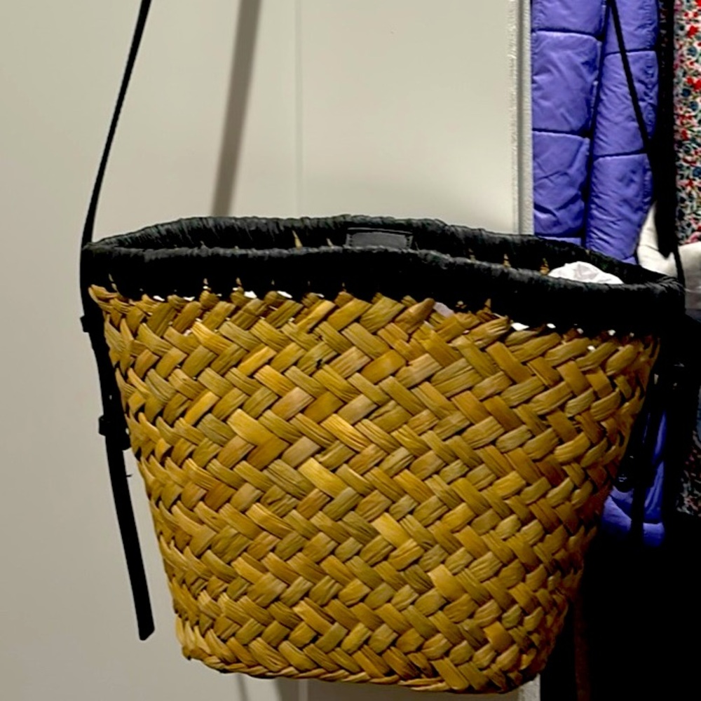 LOFT Woven Straw Bag with Black Details